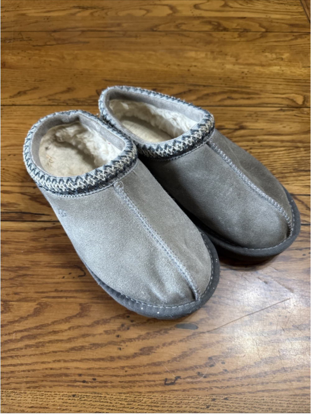 UGG TASMAN DARK GREY SUEDE SHEEPSKIN BRAID CLASSIC MEN'S SLIPPERS SIZE US 5